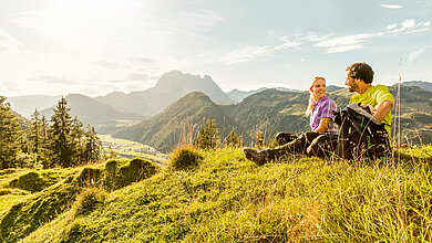Hiking during a summer holiday in the Kitzbühel Alps in Tirol