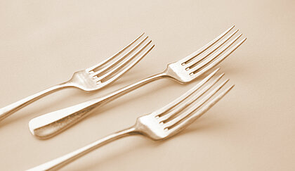 Detailed photo of cutlery in the gourmet hotel Minglers Sportalm in Kirchberg